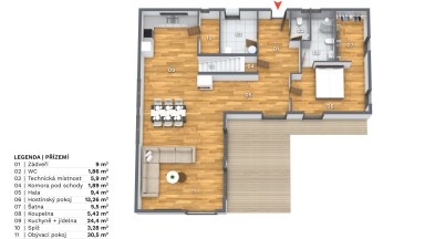 Prodej novostavby RD 5+kk, 190 m2 s pozemkem 802 v obci Velká Lečice