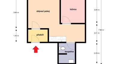 Pronájem bytu 2+kk+ komora, 33 m2, Kostelec nad Labem, ulice T. G. Masaryka