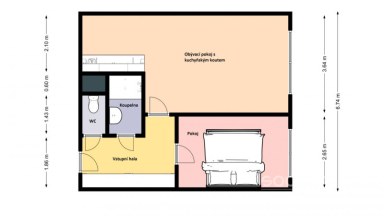 Pronájem bytu 2+kk, 45m2, Praha 10 - Horní Měcholupy, ul. Nad Přehradou.