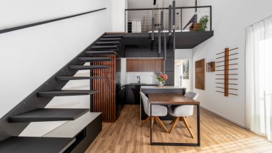 Prodej loftového bytu 1+kk s balkonem, sklepem a garážovým stáním – Bydlení na Krejcárku, Praha 9