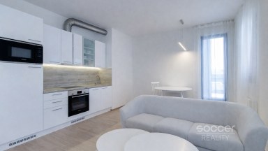 Pronájem bytu 2+kk, 48,4 m2 s balkonem 3,4 m2 a sklepem, Praha 7 – Holešovice, ul. Sanderova.