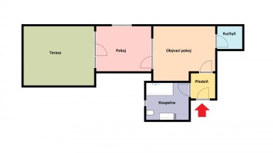 Pronájem pěkného bytu 2+kk+terasa, 67 m2 v centru Neveklova, okres Benešov.